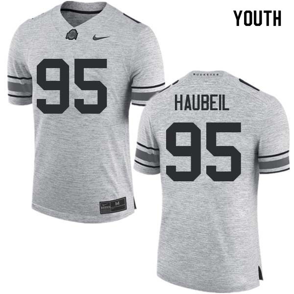 Ohio State Buckeyes #95 Blake Haubeil Youth Stitch Jersey Gray